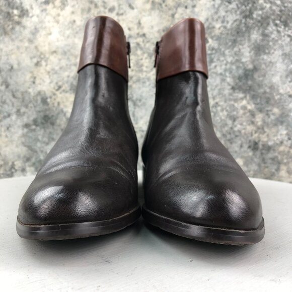 Canal Grande Women's Size 37 Pauline Dark Brown Red Side Zip Ankle Booties 13627 - Picture 2 of 16